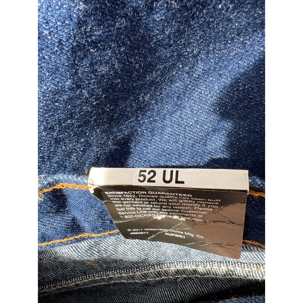 Dickies Denim Blue Jeans Men's 52UL Dark Wash Workwear Big & Tall NEW